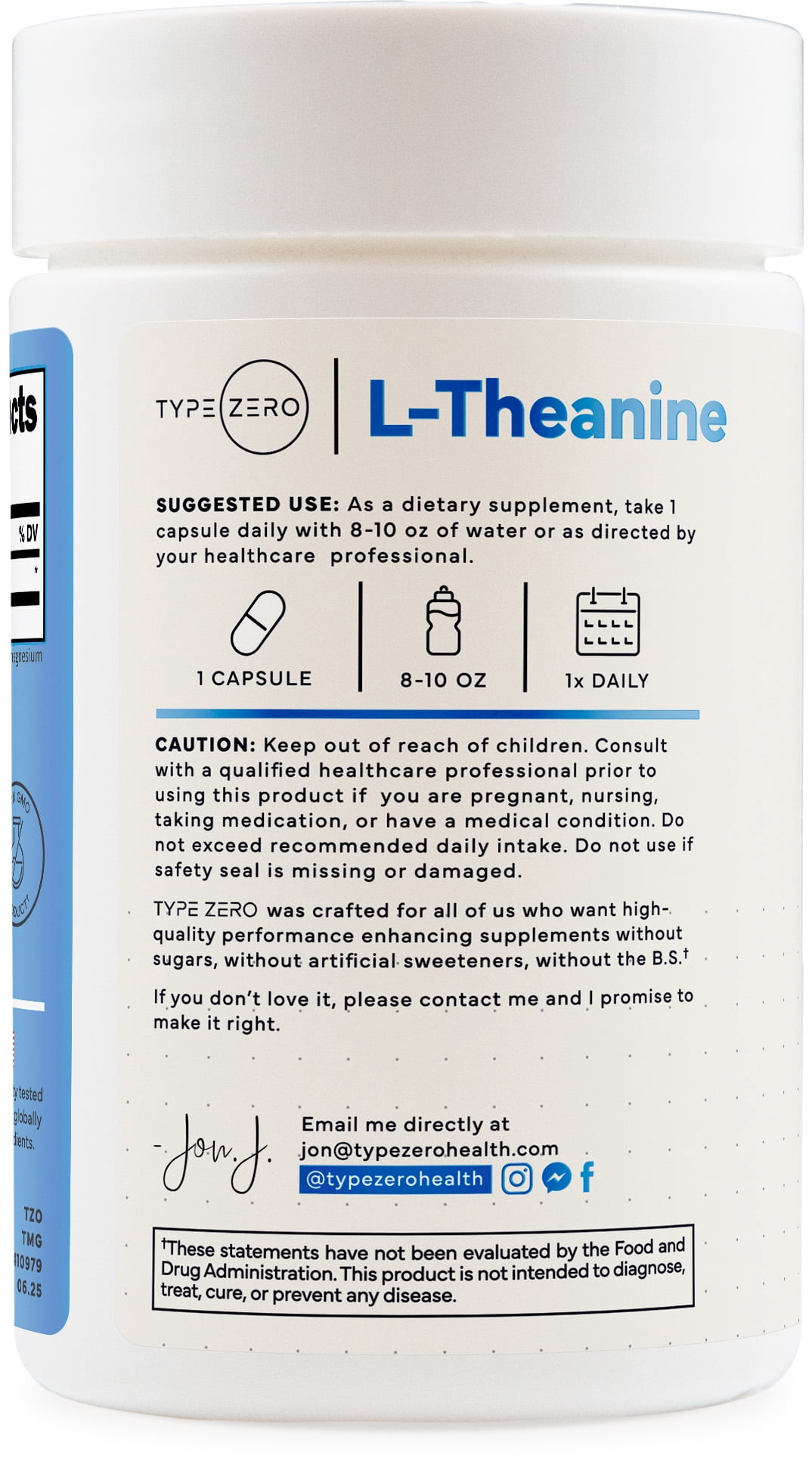 Type Zero L-Theanine (200mg) 200 Capsules - Clean L-Theanine Supplement, Keto, GMO-Free