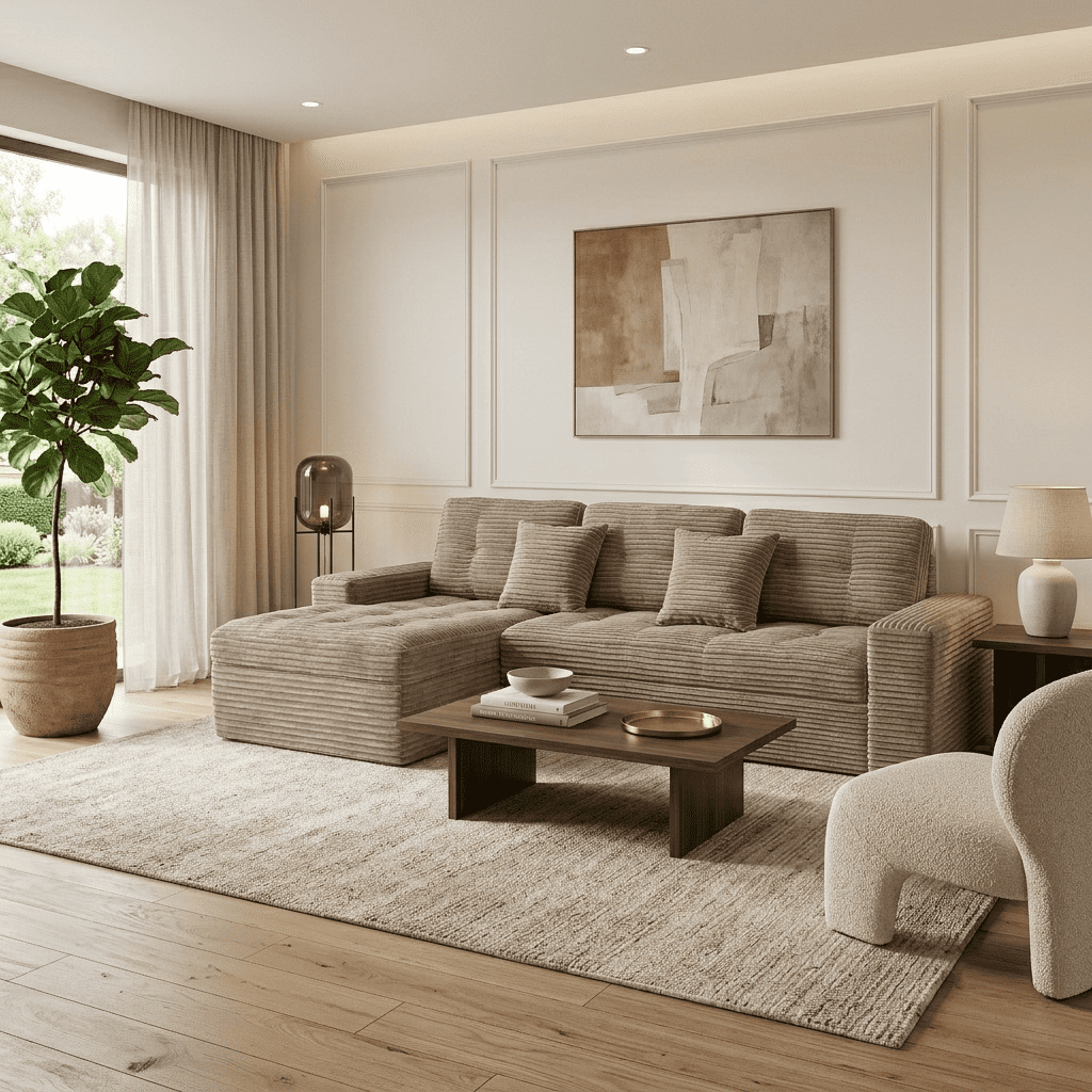 Aisword 105"W Modular Cloud Sectional Sofa with Ottoman,Faux Rabbit Fur Velvet Frameless Sectional Sofa Couch for Living Room,Khaki