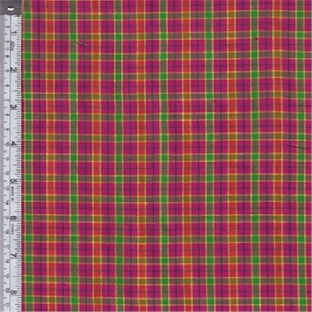 Textile Creations RW0137 Rustic Woven Fabric, Plaid Fuchs And Green Yellow, 15 yd.