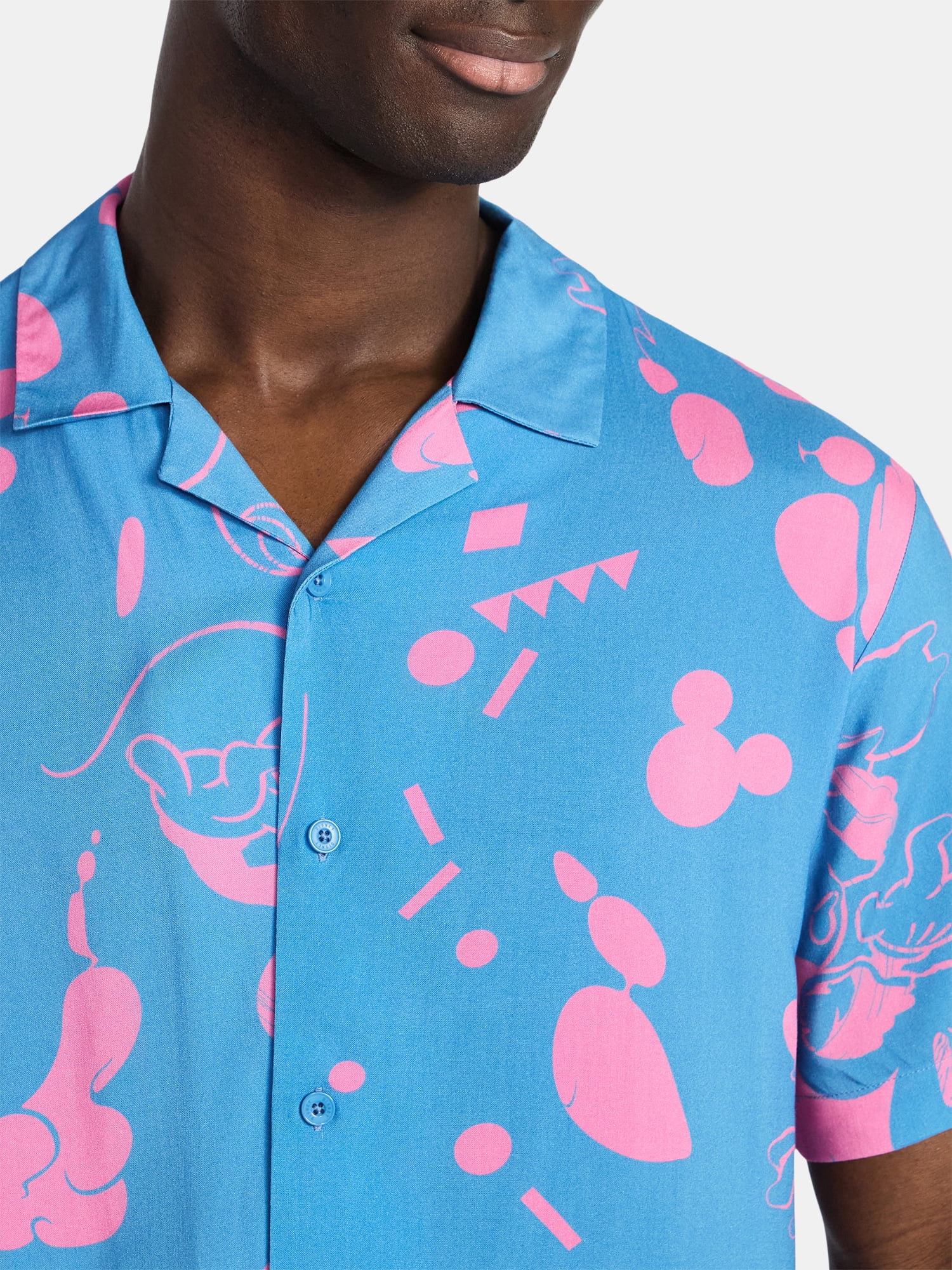 Disney Men's and Big Men's Mickey Mouse Graphic Button-Up Shirt, Sizes S-3XL