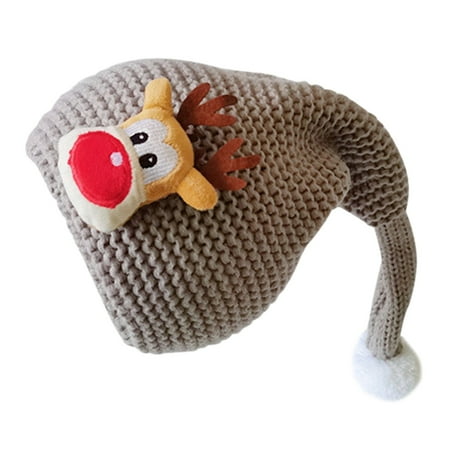 

KEUSN Children Christmas Hat Cartoon Pattern Knitted Santa Hat Christmas Knitted Hat For Winter