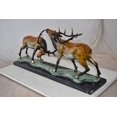 thumbnail image 5 of Fighting Deer Bronze Statue Mounted on a Marble Base Size: 32" x 8" x 14"H, 5 of 12