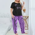 thumbnail image 2 of FUNDUFI Women Plus Size Pajamas Short Sleeve Tee Striped Pants Sets Sleepwear Pyjamas Comfort Homewear, 2 of 6