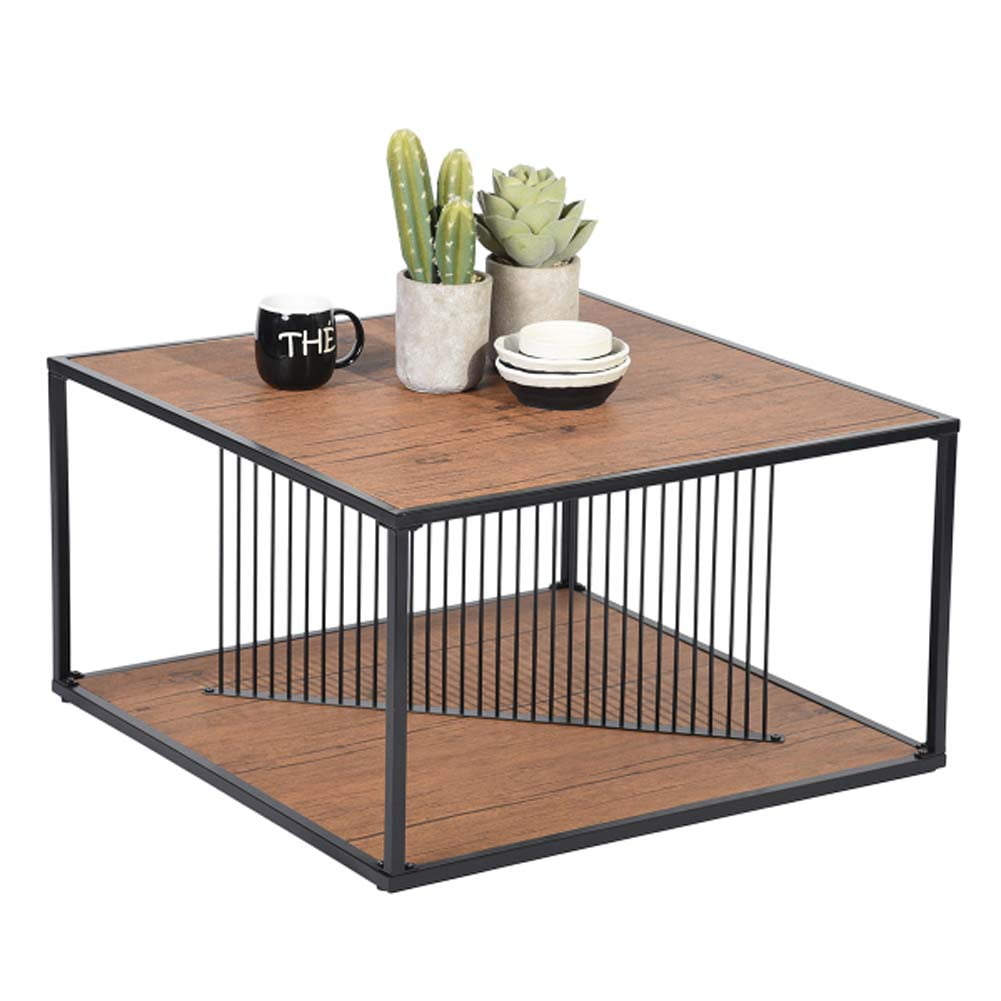 Topcobe Coffee Table Modern Style Mdf Metal Small End Table Walnut Color Cocktail Table Side Table Console Table For Home Office Furniture Walmart Canada