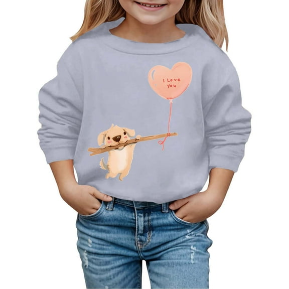 Huowey Autumn and Winter Valentine's Day Fashionable Cute Puppy Print Children's Hooded Sweatshirt