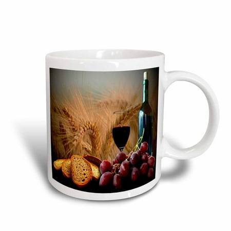 Grape Ceramic - 3dRose Wine Bread Grapes, Ceramic Mug, 11-ounce