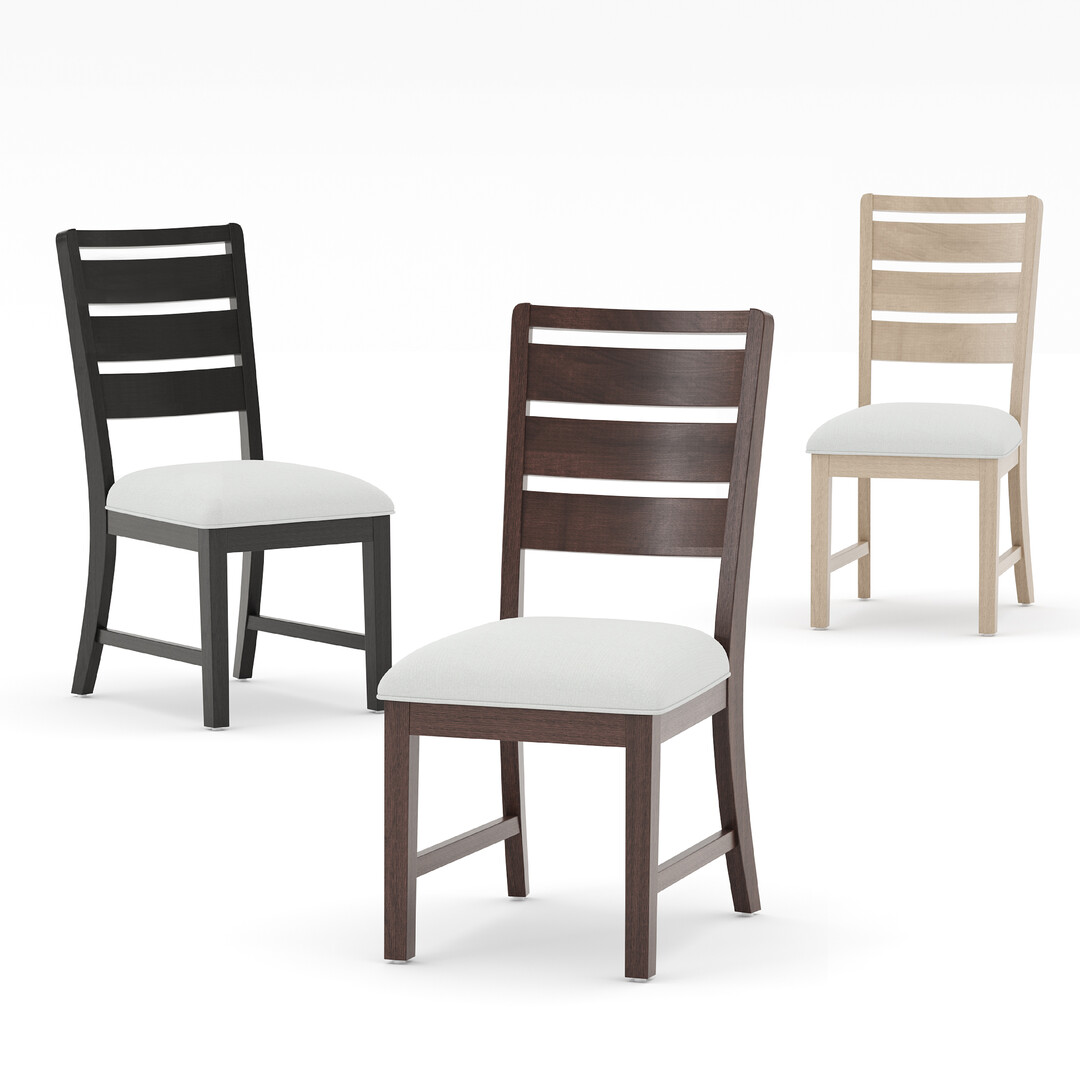 COLAMY SERA Solid Wood Dining Chair Set of 2 with Fabric Upholstered Cushion, Ladder Back Farmhouse Kitchen Chair, Modern Two-Tone Chair for Home and Restaurant, Black