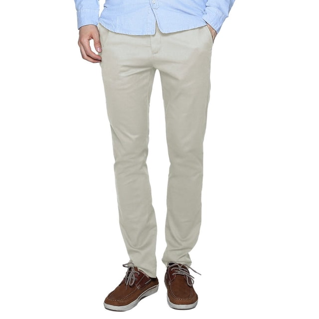 Pantalones a juego, ajustados, casuales, para hombre, color albaricoque, talla 32