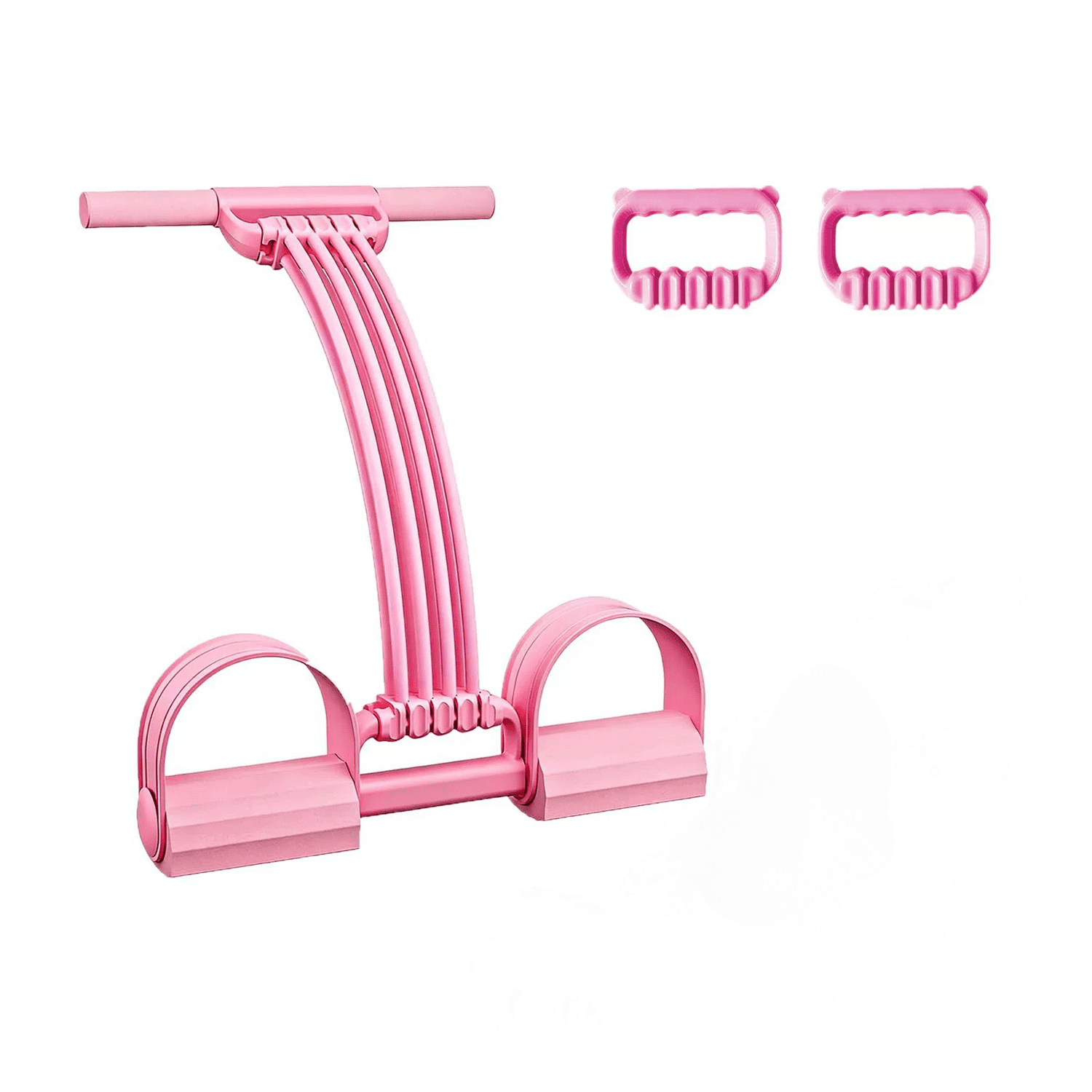 3-in-1 Foot-Operated Resistance Band with Comfort Grips, 8-Strand Adjustable Latex Tube Trainer - Full-Body Workout Fitness Equipment for Abdominal, Waist, Arm & Leg Stretching, Anti-Slip Wide