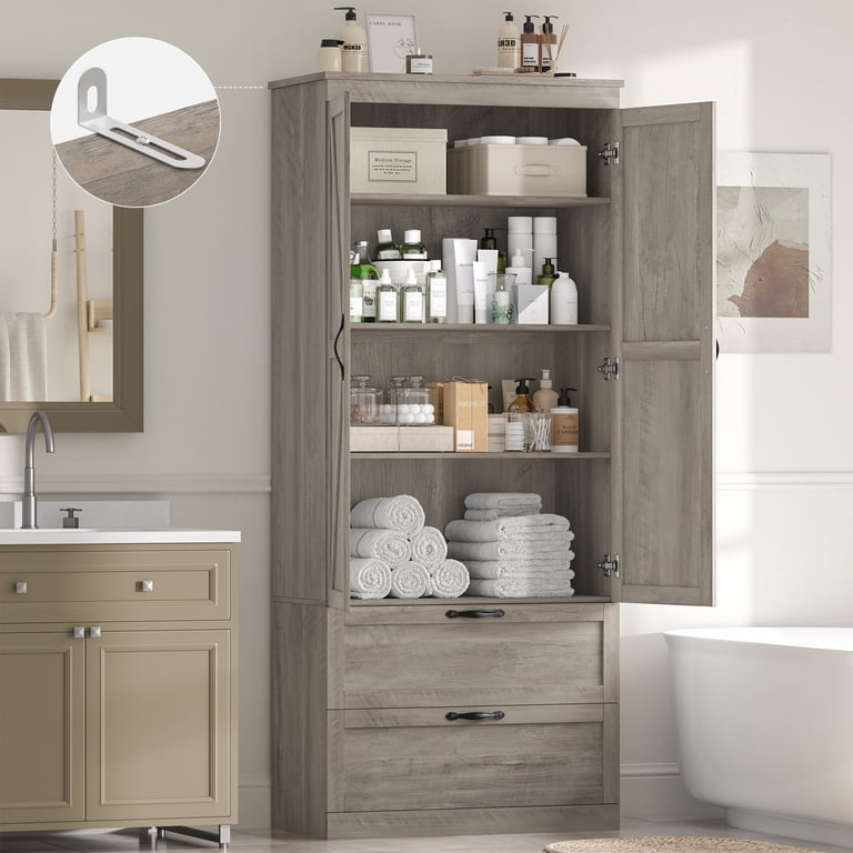 70.3" Tall Bathroom Storage Cabinet with 2 Drawers photo 6