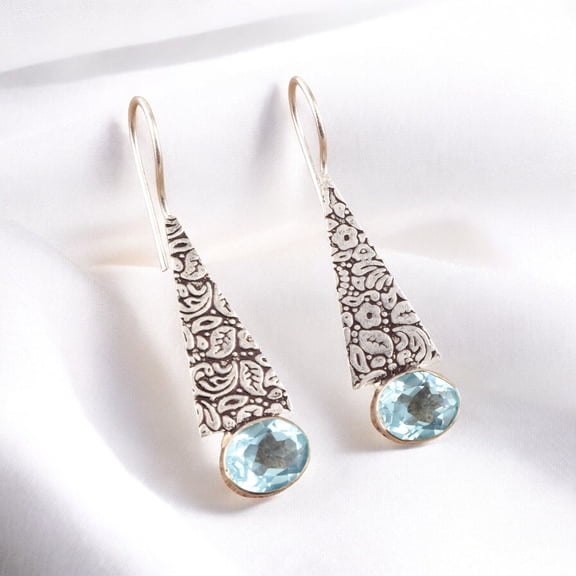 Sky Blue Topaz Earring 925 Sterling Silver Jewelry