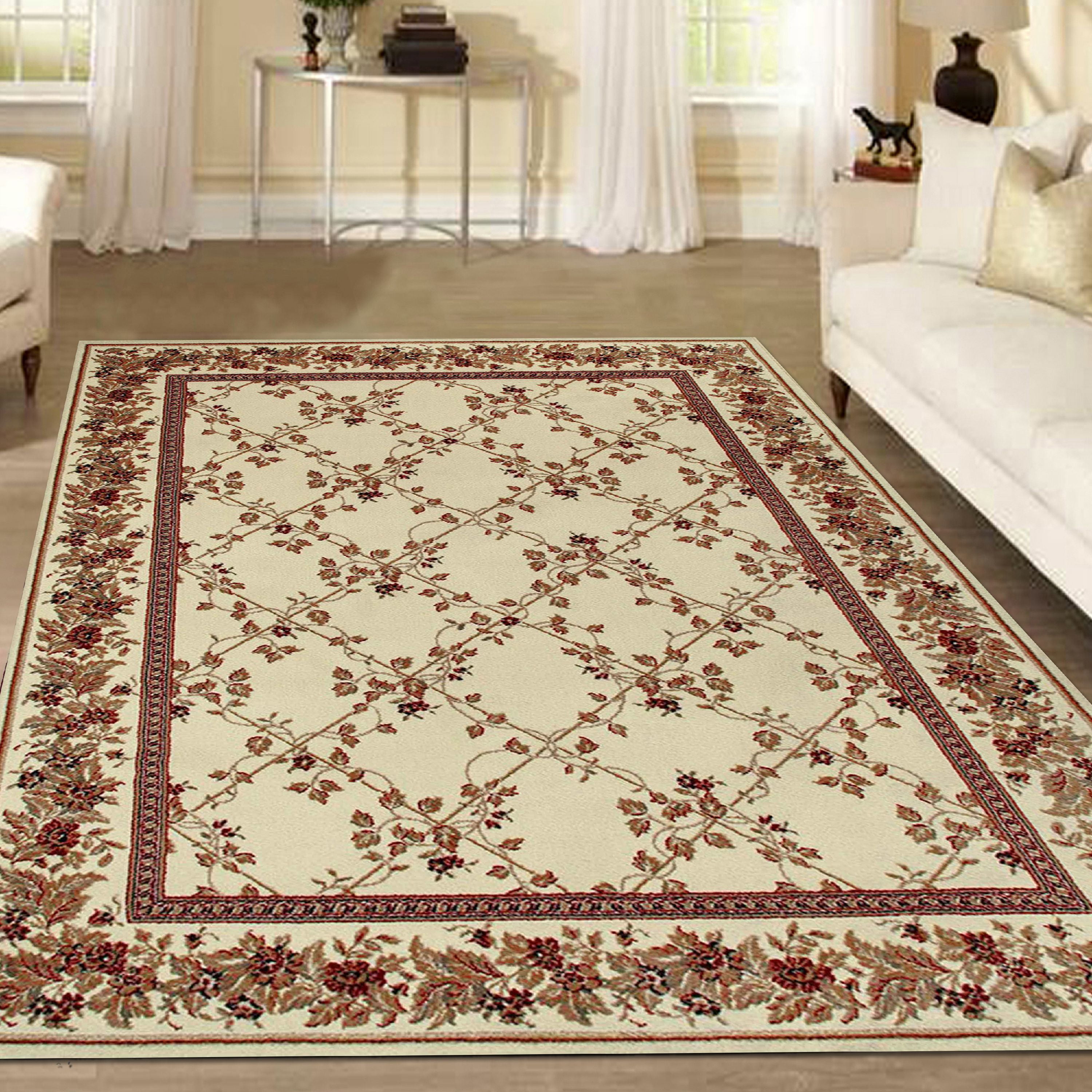 Radici USA 1590 Como Traditional Ivory Oriental Floral Trellis Area Rug