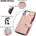 thumbnail image 2 of Allytechgroup iPhone 12 Mini Wallet Case, Ring Holder Stand Cards Slots Shockproof Retro Flip Back Cover Phone Case for Apple iPhone 12 Mini, Rosegold, 2 of 6