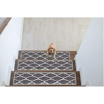 The Sultans Rugs Stair Treads Collection 9” x 28” Carpet Runner Strips, 100% Polypropylene, Install with Double Adhesive Tape, Pack of 13, Gray & White