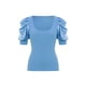 thumbnail image 2 of VISgogo Tops de punto para mujer, manga corta abullonada, cuello profundo, color sólido, fiesta en la calle, camisa envuelta de verano VISgogo moda, 2 of 9
