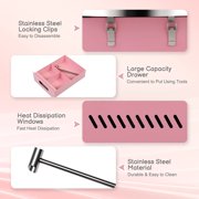 ROVSUN Cotton Candy Machine Maker 21 Inch Stainless Steel Bowl, Electric Candy Floss Maker Machine w/Cover Sugar Scoop and Large Storage Drawer for Commercial Home Party Carnival, Pink
