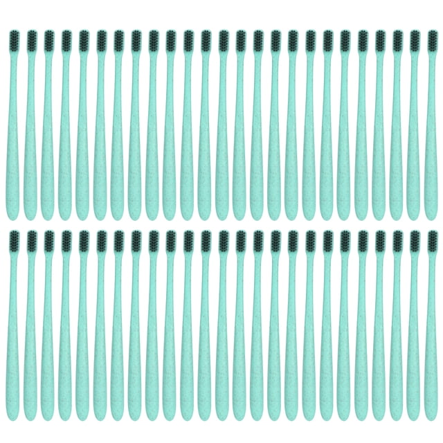 Toothbrushes Individually Wrapped, Healthy Soft Bristles Travel Toothbrush, Wheat Straw For Hotel Travel Green