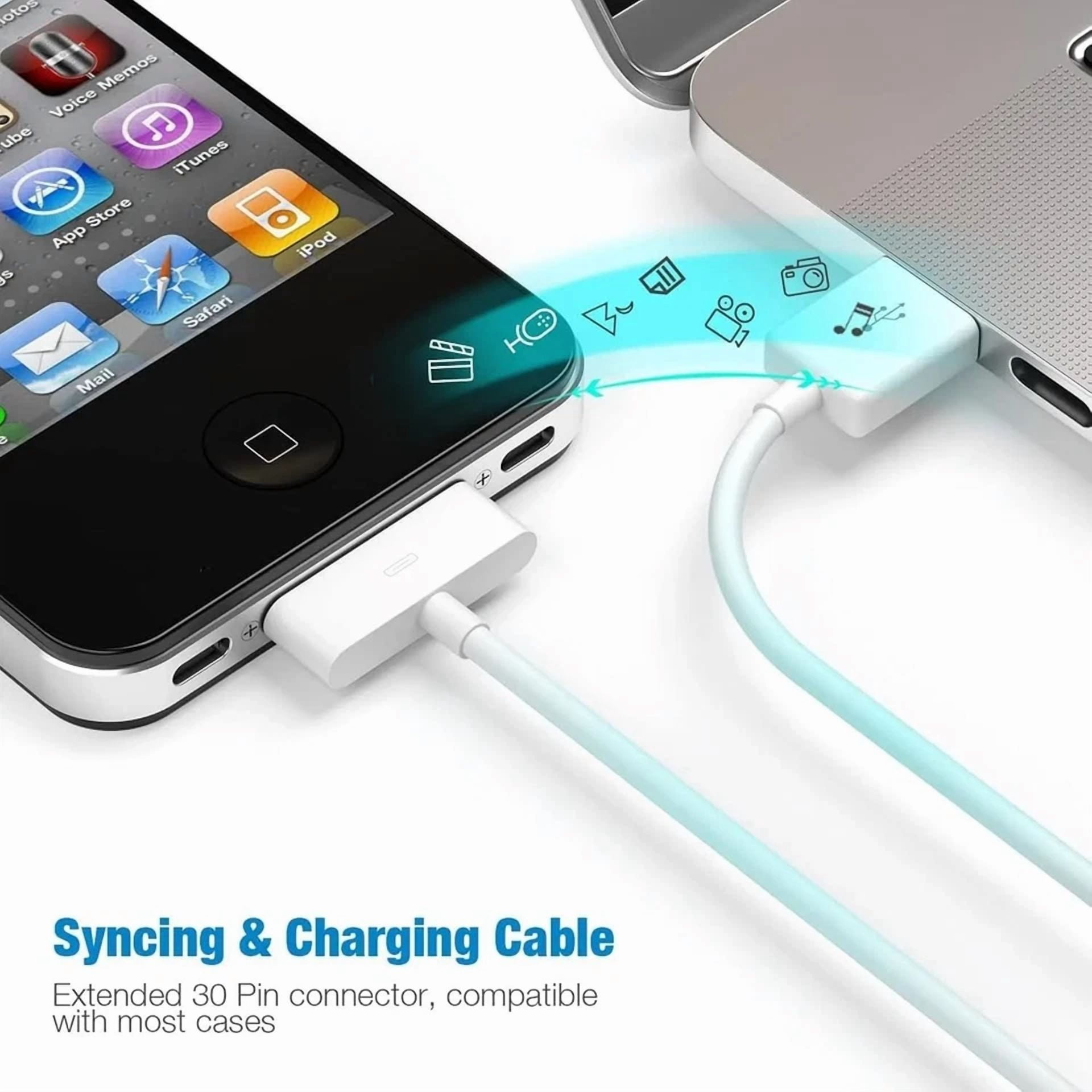 CRESTIN- 30 Pin To Usb Charging Cable,Fast Charge & Sync Cable White-2Pack