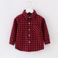 thumbnail image 5 of Little Kids Toddler Baby Boy Girl Shirt Jacket Plaid Long Sleeve Button Down Fall Flannel Shacket Coat Tops, 5 of 5