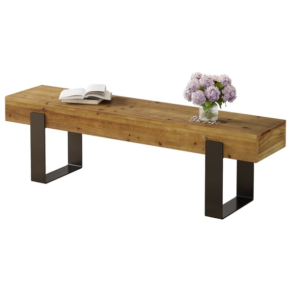 Tribesigns End of Bed Bench, 62.99" Long Bedroom Bench, Modern Window Bench for Bedroom, Living Room, Entry Way (Brown)
