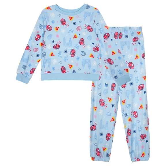 Marvel Spider-Man Baby Boys' Loungewear 2-Piece Sweatshirt and Pants Set Light Blue