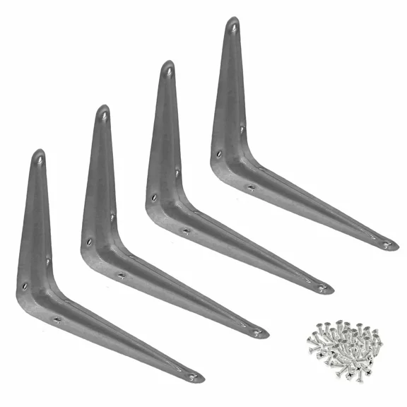 4 Pcs 8" X 10" Inch Utility Metal Wall Shelf Corner Bracket Support Gray Lot