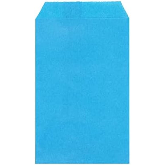 Quotidian Sacs en Papier Anti-Graisse Bleu Ciel Plat Moyen 5 Pouces x 7 Pouces (13 x 17,8 cm) Lot de 100 - Bonbons Friandises Dessert Chocolat