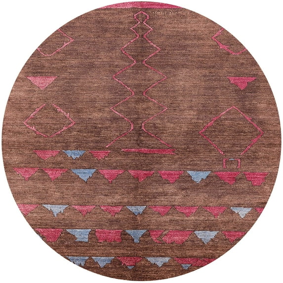 Ahgly Company Indoor Round Mid-Century Modern Copper Red Pink Solid Area Rugs, 3' Round