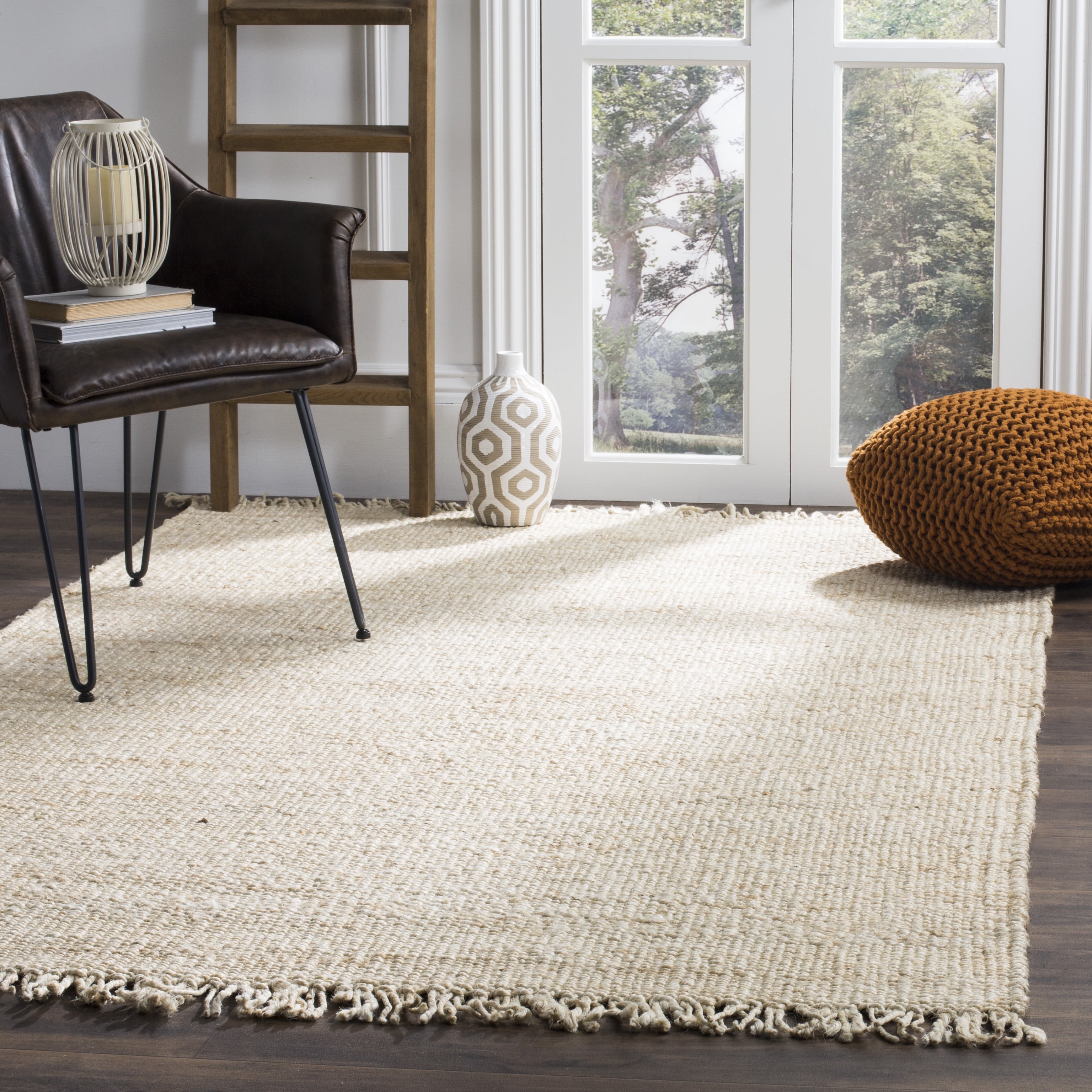 SAFAVIEH Natural Fiber Clara Solid Area Rug, Ivory, 10' x 14'