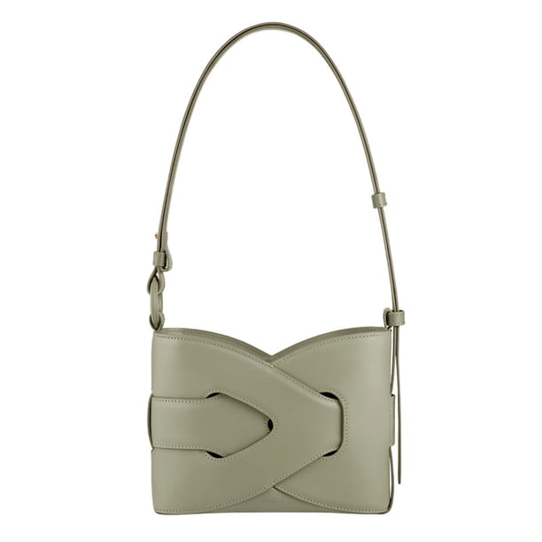 Bolso de mano para mujer de piel auténtica de alta gama con diseño geométrico, tipo bandolera, piel de vacuno lisa color verde oliva, incluye caja de regalo y tarjeta.
