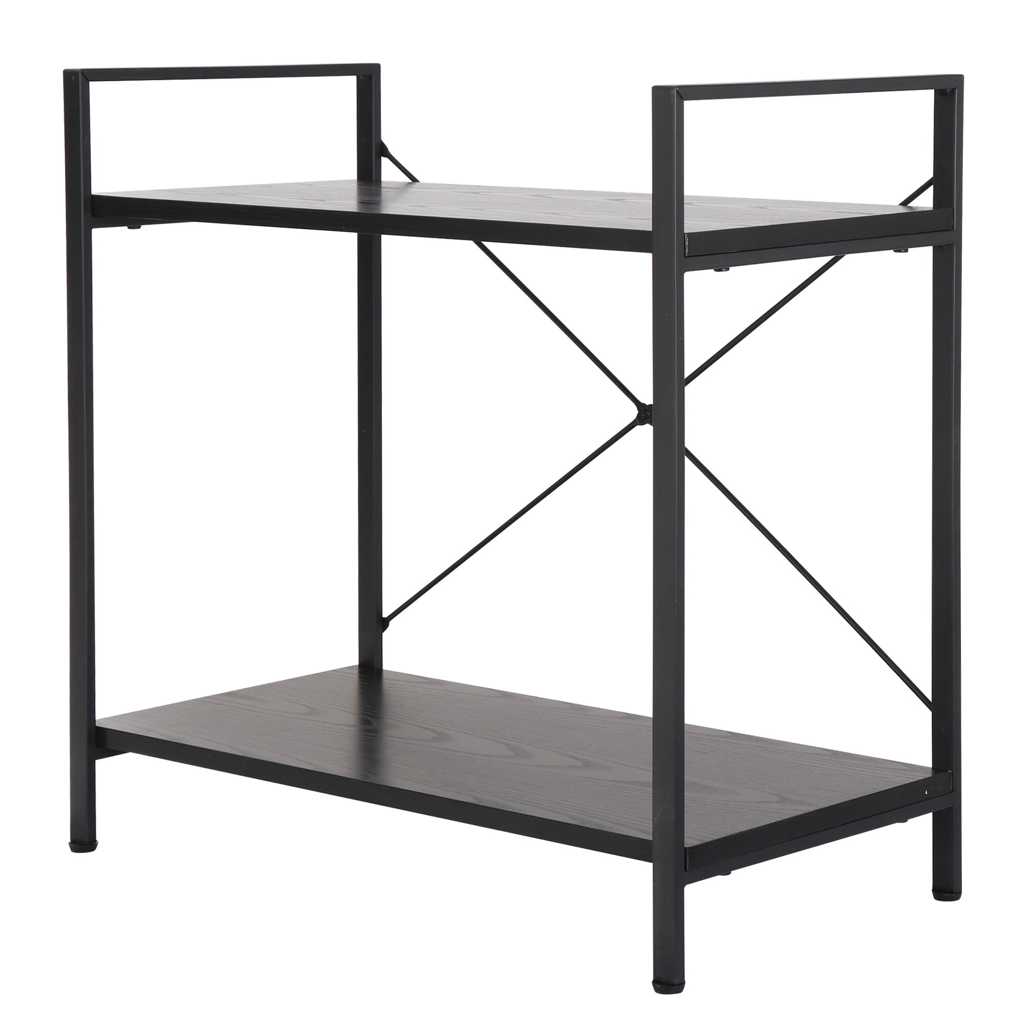 ZenStyle 2-Tier Particle Board Storage Shelves with Metal Frame, 22.44"H x Black, 1-Pack