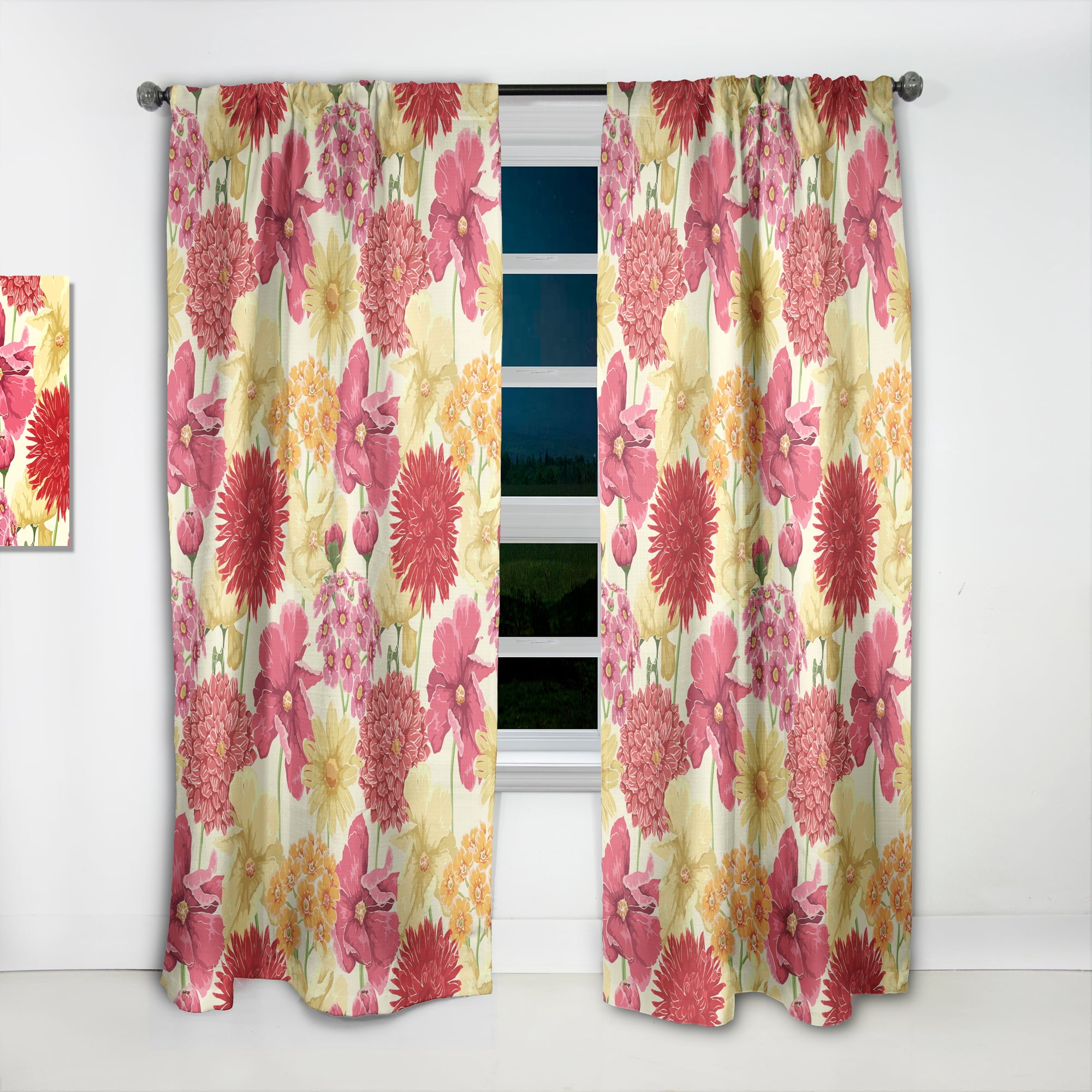 Designart 'Blossom Pink XXX' Floral Curtain Panel