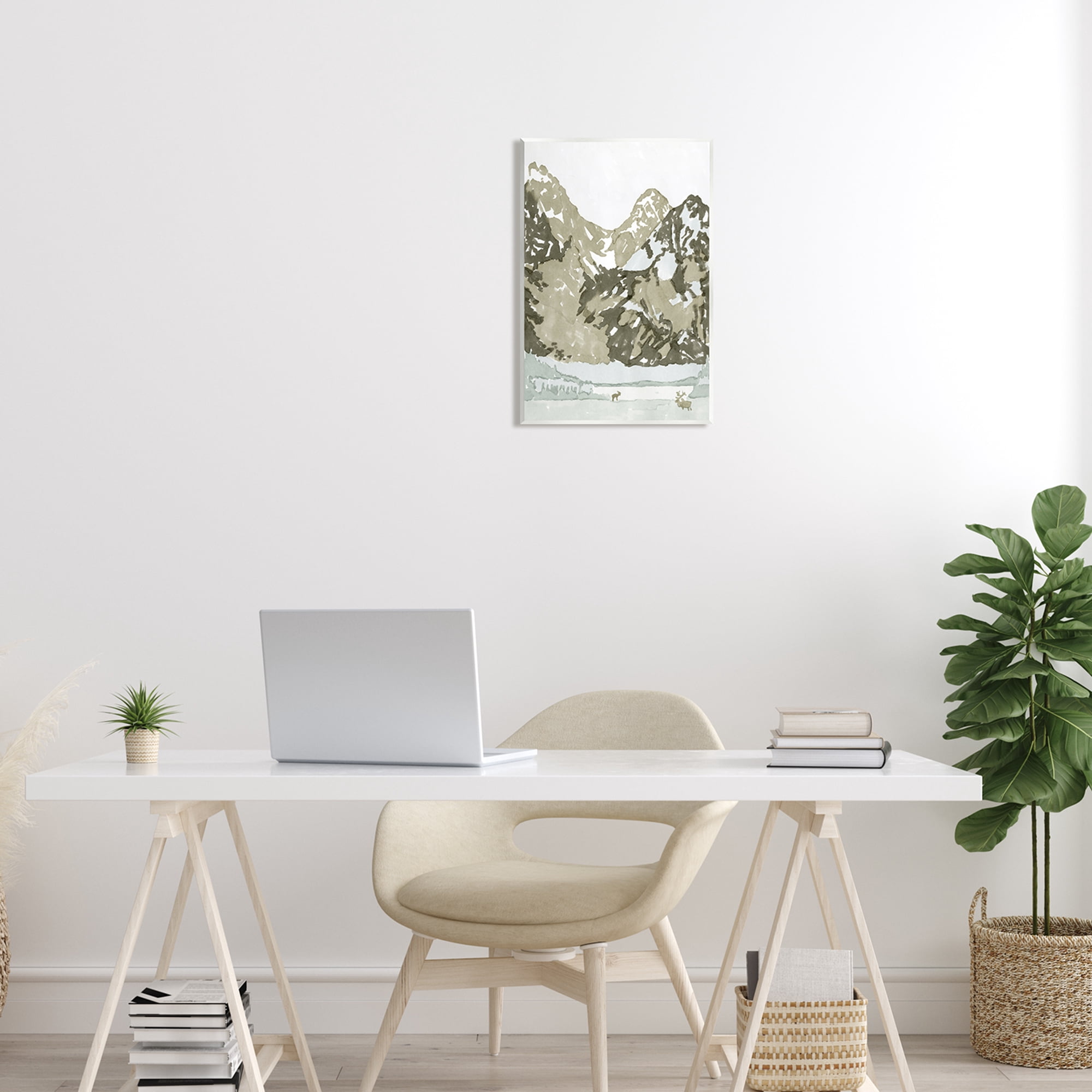 Stupell Wildlife Mountain Peaks Nature Landscape Painting Wall Plaque Unframed Art Print Wall Art