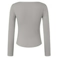 thumbnail image 4 of felwors Womens Long Sleeve Scoop Neck Ribbed Knit Fitted Casual Tops Tee Slim Basic Shirts Light Gray, L, 4 of 6