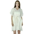 thumbnail image 4 of Bimba Women Short White Rayon Kaftan Slight Sheer Coverup Caftan, 4 of 6