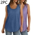 thumbnail image 2 of Mrat Classic Cami 2 Pack Women's Sleeveless Tank Tops Crew Neck 2024 Summer Tops Casual Loose Fitting Basic Solid Tee Shirts Fashion Clothes S-307 Blue 3XL, 2 of 9