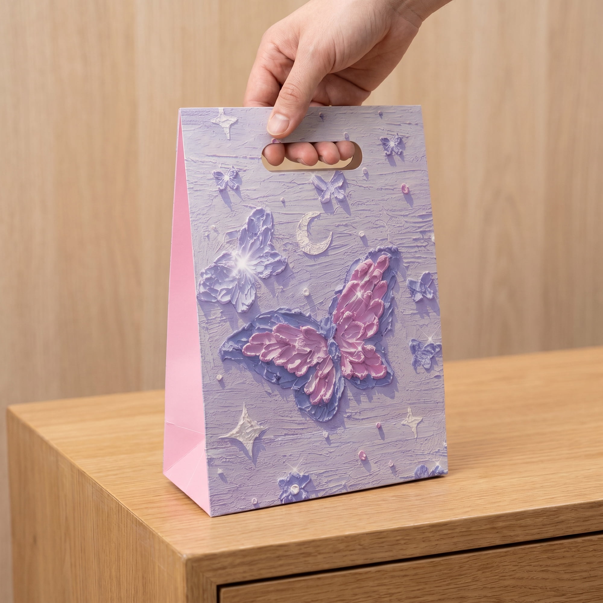Unique Bargains Thickened Gift Bags with Comfortable Handles Butterfly 5.9" x 2.8" x 8.3"