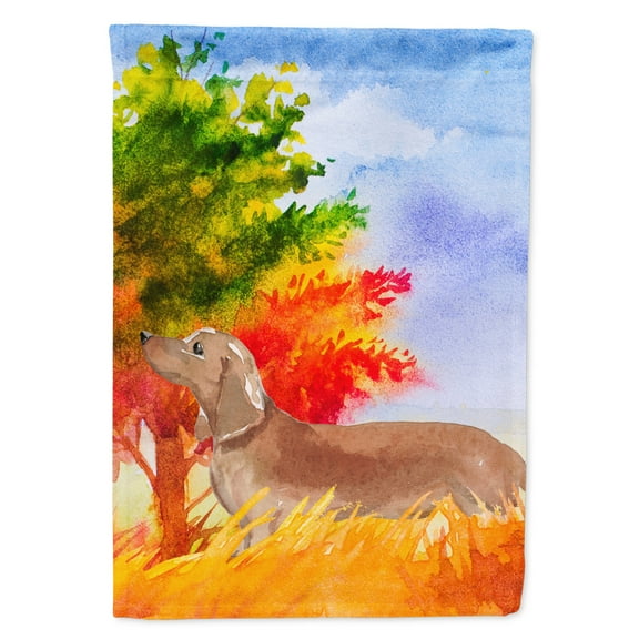 Carolines Treasures CK1932GF Fall Red Dachshund Flag Garden Size  Small multicolor