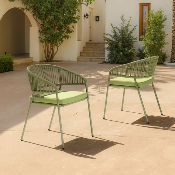 Skye Dining Chair Green Dining Chair, Modern Style, Removable and washable cushion cover, Steel, Outdoor Dining