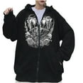 thumbnail image 2 of Puntoco, sudadera de calavera oscura de otoño/invierno para mujer, sudadera con capucha para hombre y mujer, sudadera gótica de pareja Harajuku, sudadera con cremallera de gran tamaño, liquidación Puntoco Puntoco-2196, 2 of 9