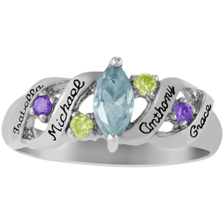 Keepsake - Personalized Family Jewelry Ava Birthstone Mother&amp;#39;s Ring available in Sterling Silver, Gold and White Gold