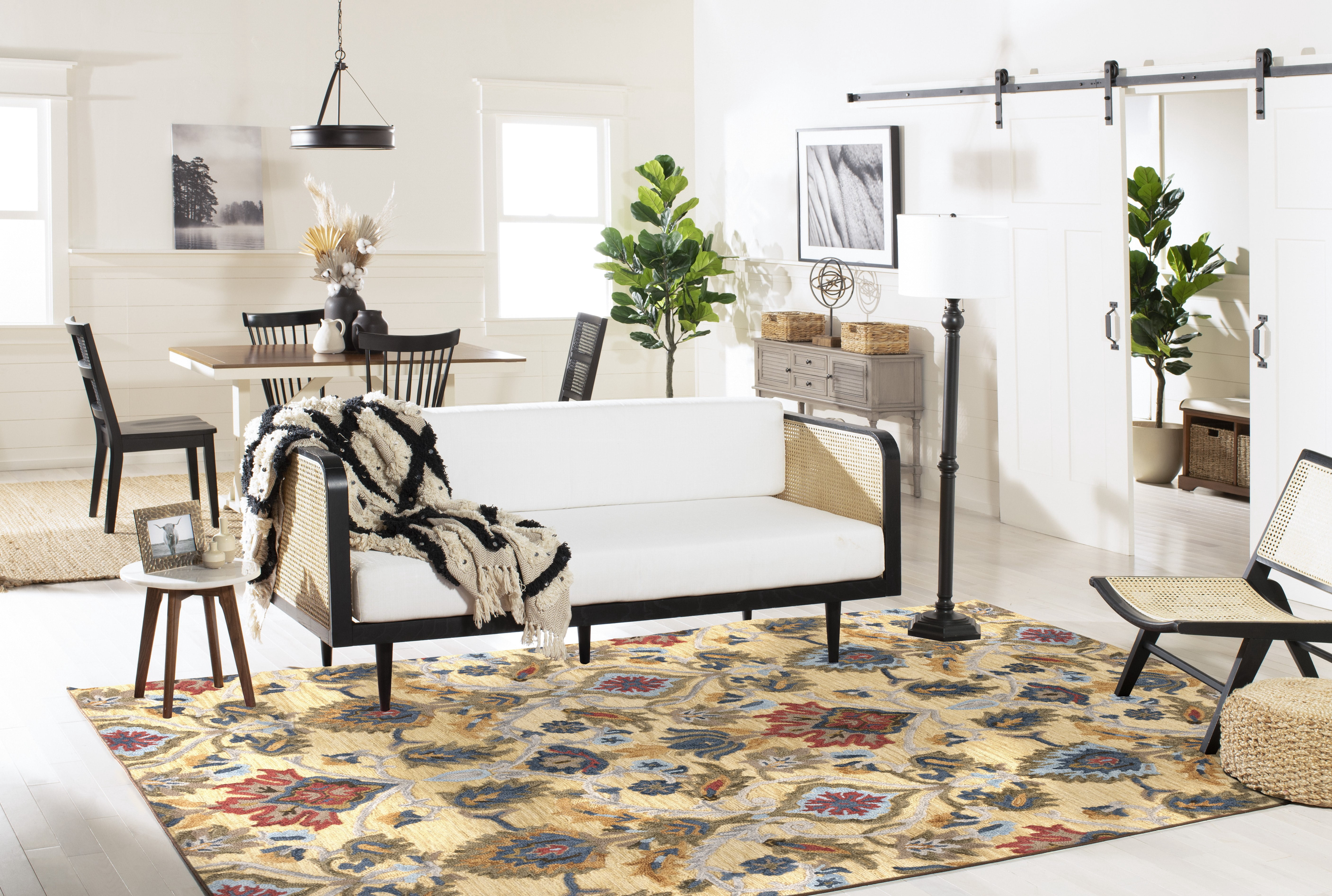 SAFAVIEH Blossom Lennon Floral Wool Area Rug, Gold/Multi, 2'3" x 4'