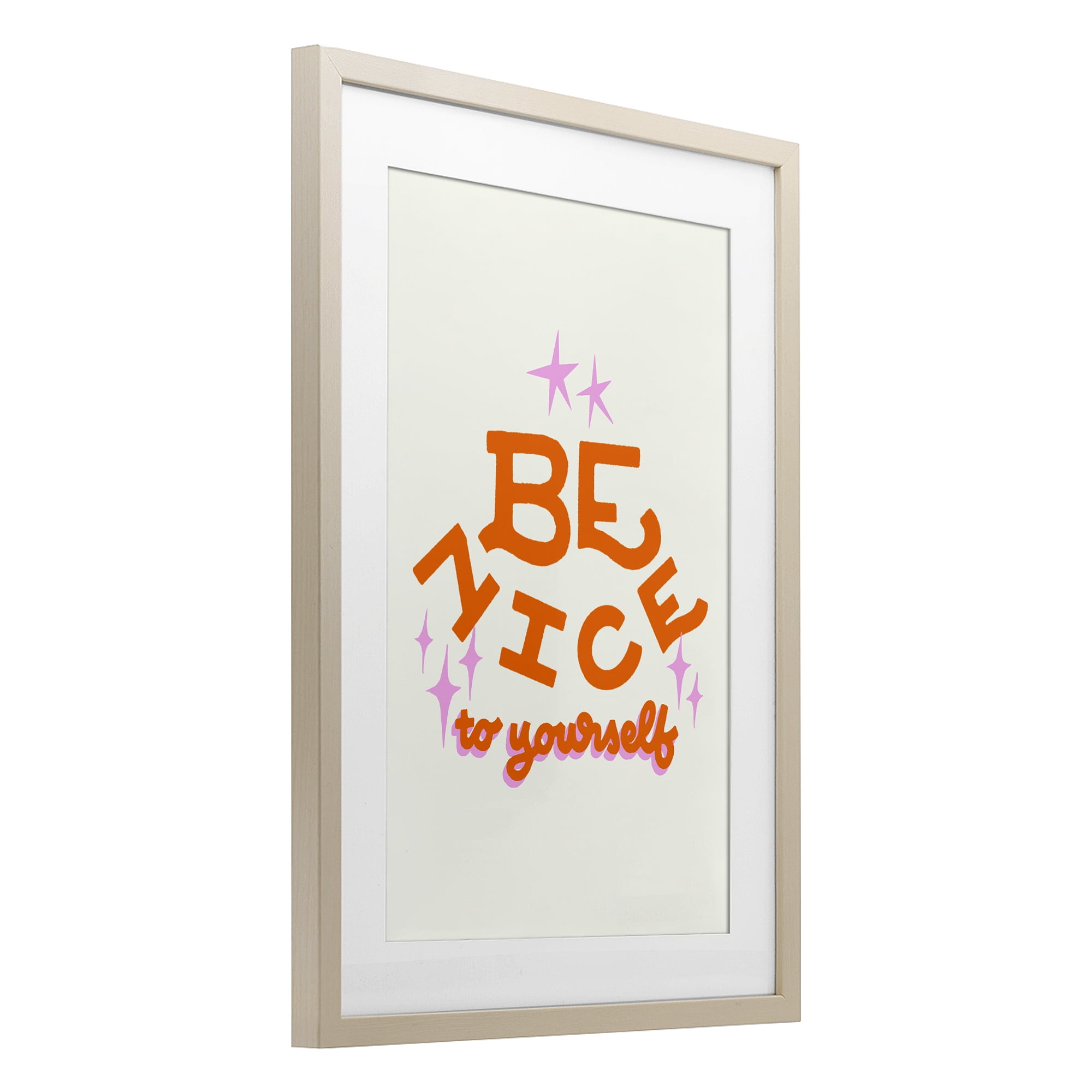 Stupell Industries Be Nice To Yourself Birch Framed Print Under Glass, design by Indira Prieto | IndySign