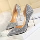 thumbnail image 5 of Zapatos de mujer estilo discoteca sexy delgados para mujer con tacones altos finos boca baja puntiagudos laterales huecos lentejuelas zapatos de mujer individuales, 5 of 5
