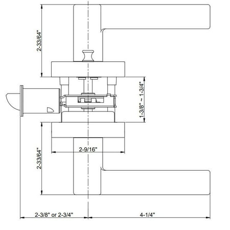 Miseno Mlk3022 Lorton Flat Bar Privacy Door Lever Set - Brass