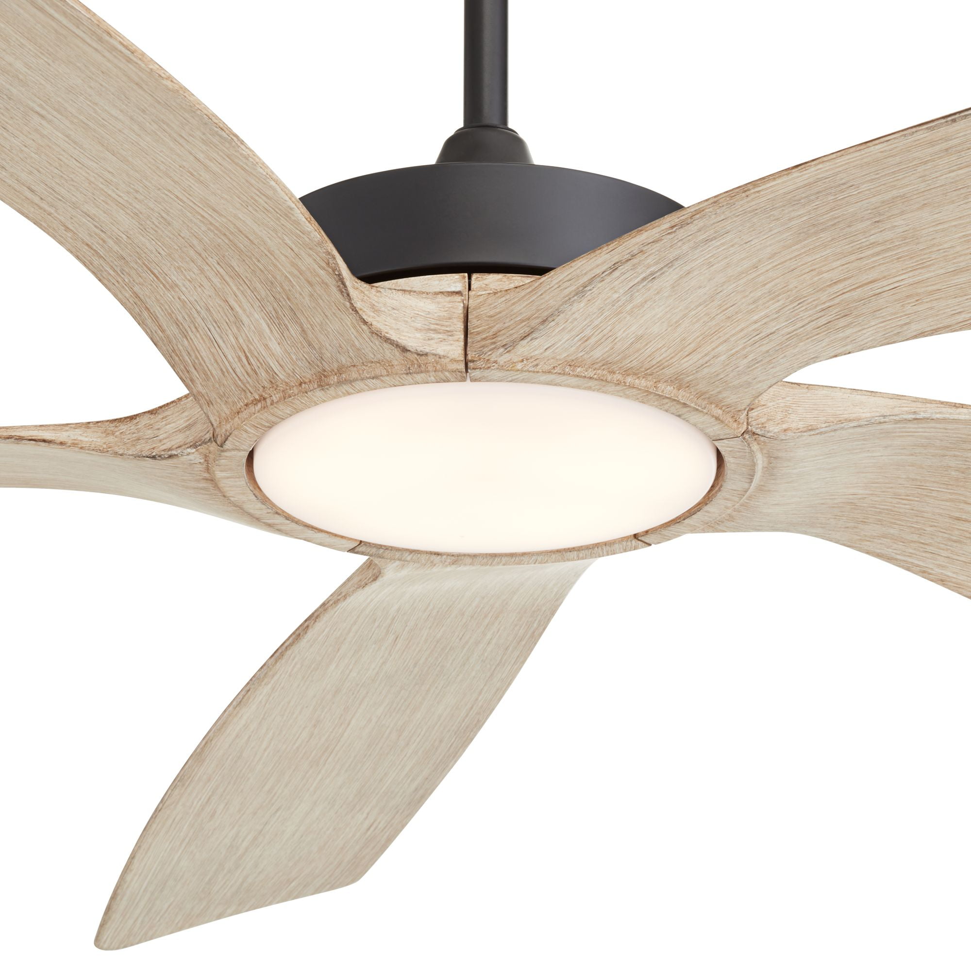 Casa Vieja 56" Mach 5 Indoor Outdoor Ceiling Fan 5 Blade LED Light Remote Control Matte Black Finish Distressed White Oak Blades Damp Rated