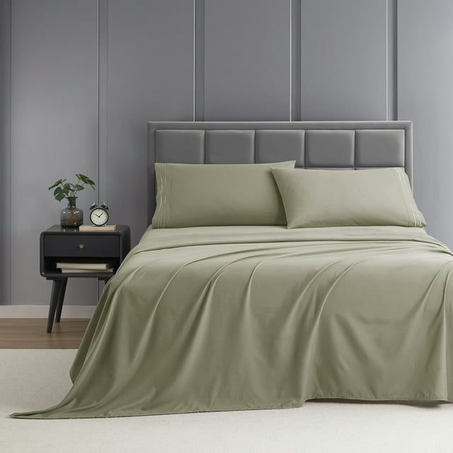 Nestl Ensemble Complet de Draps, Ensemble de Draps de Lit 4 Pcs en Microfibre à Poches Profondes 1800 Series