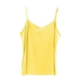 thumbnail image 2 of Homenesgenics Tank Tops with Built in Bras Women's Summer Casual Fashion-Neck Solid Color Tank Comfy Regular Tops Yellow XXL, 2 of 6