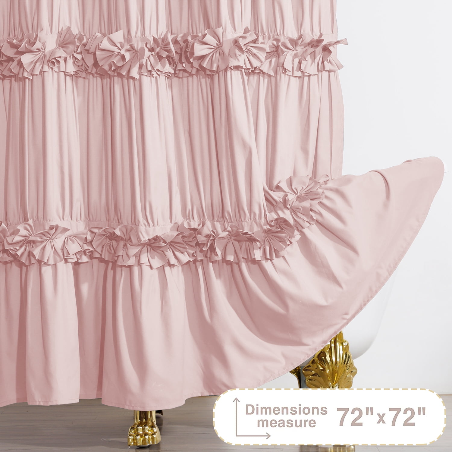 Birsppy Tahari Home Luxurious Fabric Shower Curtain- Printemps Light Pink &  Grey-72 X 72