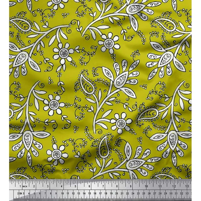 Feuilles de Tissu de Rayonne Pomme & Tissu Imprimé Floral 1 Yard 42 Inch Wide